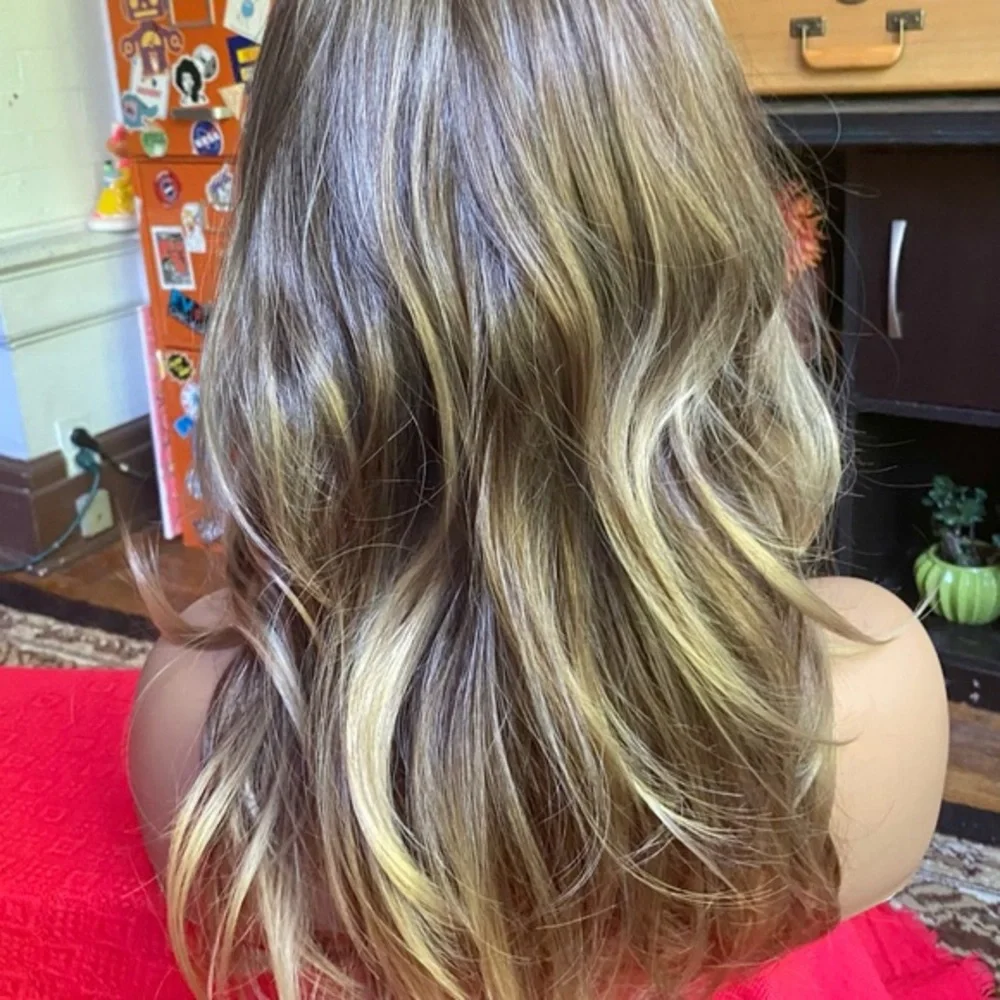 Brown blonde layered very realistic full lace front wig
